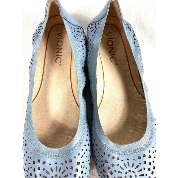 Vionic Womens Callisto Blue Laser Cut Ballet Flats Arch Support Comfort Size 6M - Picture 4 of 12